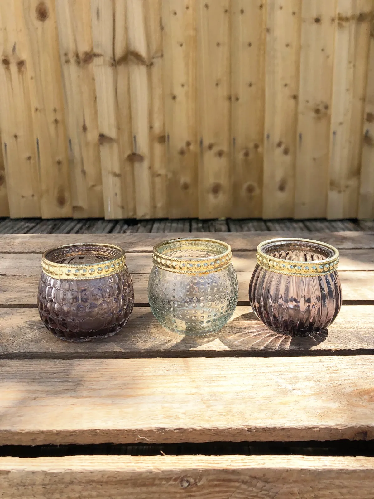 Tea Light Holders: Gold Rimmed
